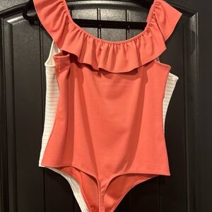 Coral One piece and White Ruffled One Piece